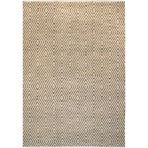 Beige-brauner Wollteppich Melrose mit Rautenmuster, 160x230 cm.