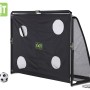 Schwarzes EXIT Coppa Fußballtor aus Stahl (220x170cm) mit Trainingswand und Fußball.
