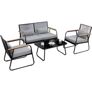 Westside Loungemöbel-Set Herberstein 4-teilig Schwarz-Grau