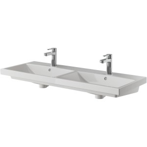 Pelipal Keramik-Doppelwaschtisch Serie 4035, 120 cm, Weiß, mit zwei Armaturen.