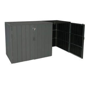 Anthrazitfarbene MCW Mülltonnenbox Erweiterung J28, 116x69x88 cm, mit abschließbaren Türen.