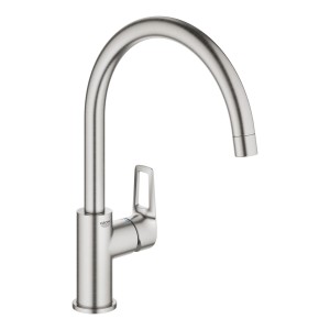 Grohe QuickFix Spültischarmatur Start Loop Supersteel mit hohem Auslauf.
