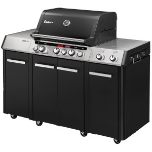 Enders Gasgrill Uniq Pro 3 IK Kitchen Cruster, 120x147cm, Schwarz-Edelstahl mit Garhaube und Seitenkocher.