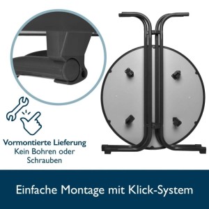 Beautissu Stehtisch Bellini, Ø 70cm, grau, mit Husse anthrazit, einfache Montage durch Klick-System.