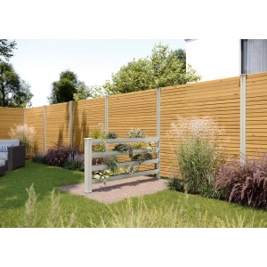 Osmo Pflanzrinne Green-Fence als Sichtschutz mit Pflanzen und Kräutern im Garten.