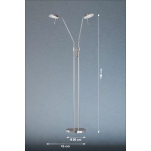Moderne LED-Stehleuchte Pool TW von Fischer & Honsel, Nickel, dimmbar, warmweiß bis tageslichtweiß einstellbar.