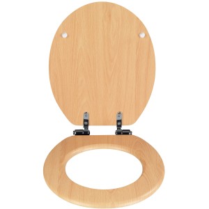Wenko WC-Sitz Buche Natur mit Absenkautomatik, MDF, braun.