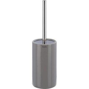 Moderner WC-Bürstenhalter von baliv, Keramik Grau mit Chrom-Stiel. Badzubehör für stilvolle Bäder.