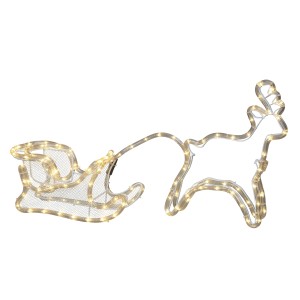 LED-Rentier mit Schlitten 33 cm Warmweiß