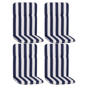 Beo Hochlehner-Paspelauflage Elista Weiß/Blau/Gestreift 4er-Set