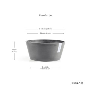 Ecopots Pflanzschale Frankfurt rund Ø 31 cm Grau