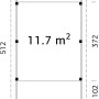 Grundriss Palmako Einzelcarport Karl, braun, 360x512cm, Maße und Fläche (11,7 m²).