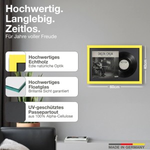 2er Set gelbe Schallplattenrahmen 40x60 mit Passepartout für Vinyl & Cover
