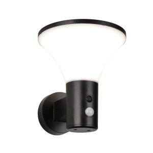 Moderne Reality LED-Außenwandleuchte Gorda in Schwarz Matt mit Bewegungsmelder.