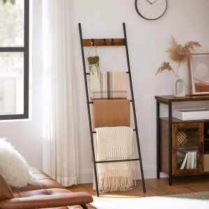 Songmics Handtuchleiter Barnet mit Haken Braun-Schwarz