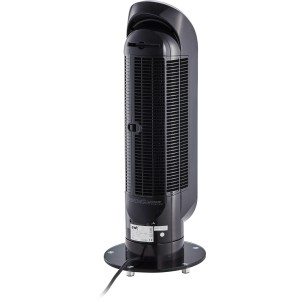 Schwarzer Ewt Keramik-Heizlüfter Maxi HC 2500W, ein Turm-Heißluftgerät mit Lüftungsfunktion.