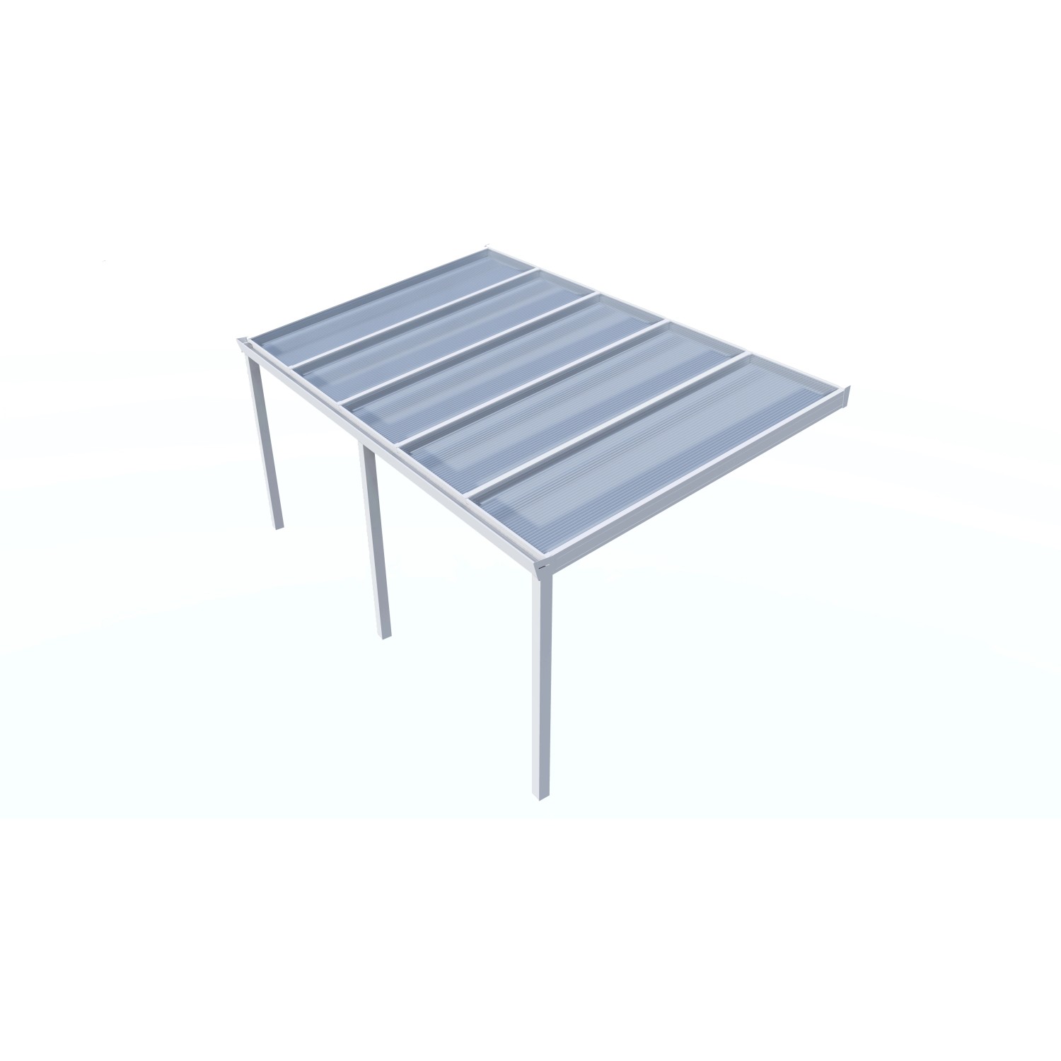 Weiße Terrassenüberdachung Professional, 500x300 cm, mit klarer Polycarbonat-Platte.