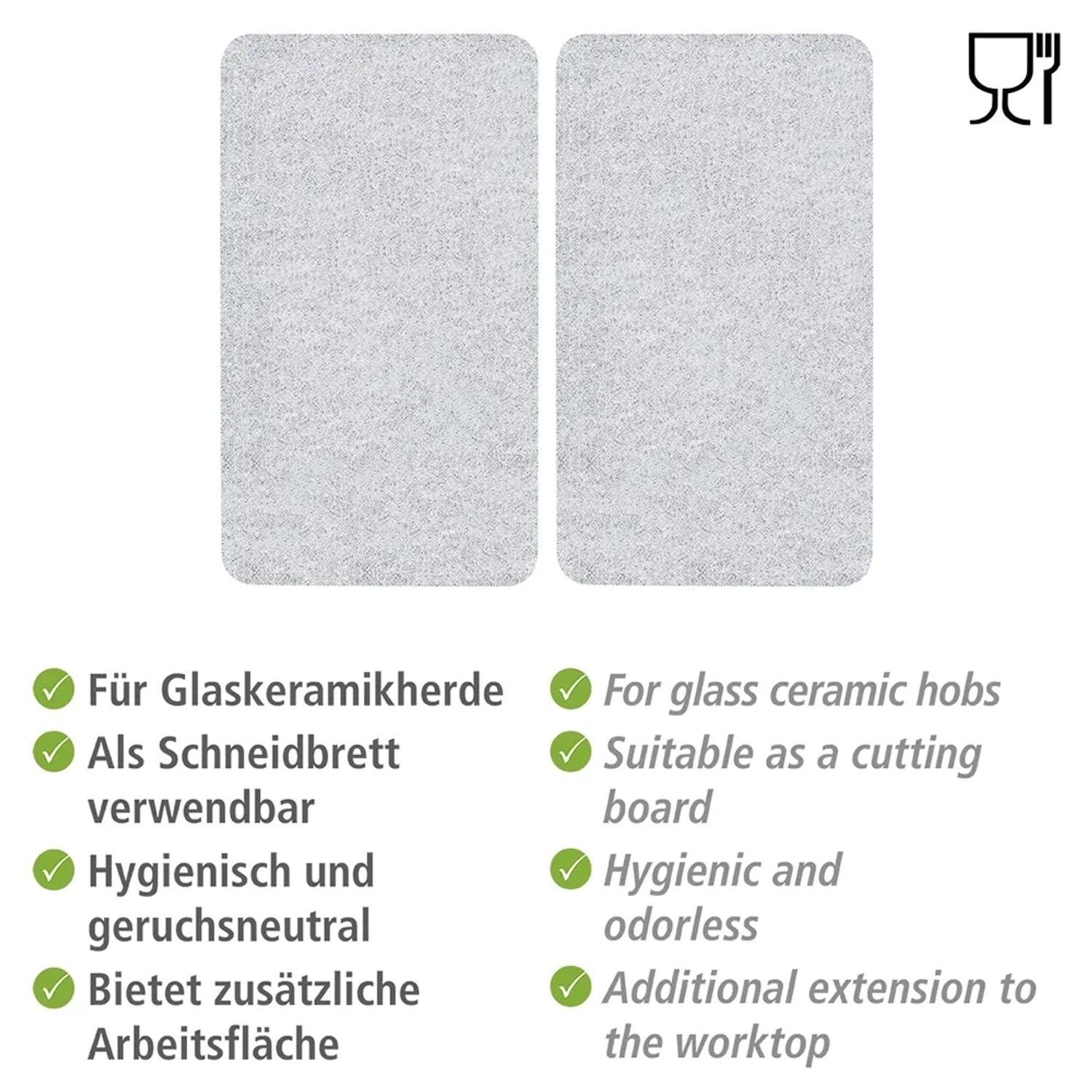 Allstar Herdabdeckplatten, transparent, 2er-Set für Glaskeramik-Kochfelder.