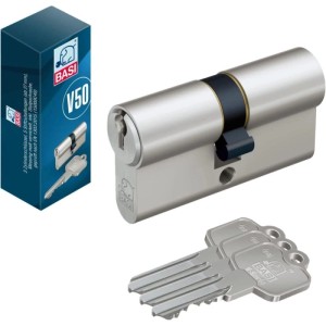 Basi V50 Kurzzylinder, 27/35 mm, verschiedenschließend, mit 3 Schlüsseln und Verpackung.