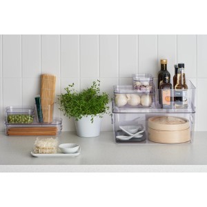Stapelbare SmartStore Aufbewahrungsbox Compact Clear L aus Kunststoff, transparent.