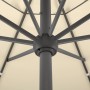 Detailaufnahme: Schneider Marktschirm Adria, Ø 300 cm, Natur, mit grauen Streben und Mast.