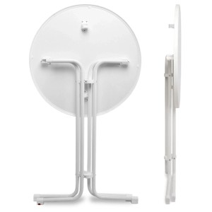 Weißer Beautissu Sylt Stehtisch (Ø 80 cm), klappbar für Indoor & Outdoor.