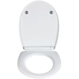 Weißer Wenko Premium WC-Sitz Boat aus Thermoplast, offen.