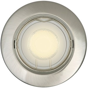 LED-Einbauleuchte, 3er-Set, Nickel gebürstet. Runder Einbaustrahler mit warmweißem Licht.