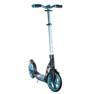 Türkiser Six Degrees Aluminium Scooter mit Klappmechanismus, Ständer, höhenverstellbar, 230/215 mm Rollen.