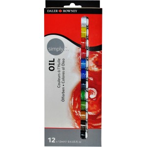 Daler-Rowney Ölfarben Set mit 12 Farbtuben à 12ml im Karton.