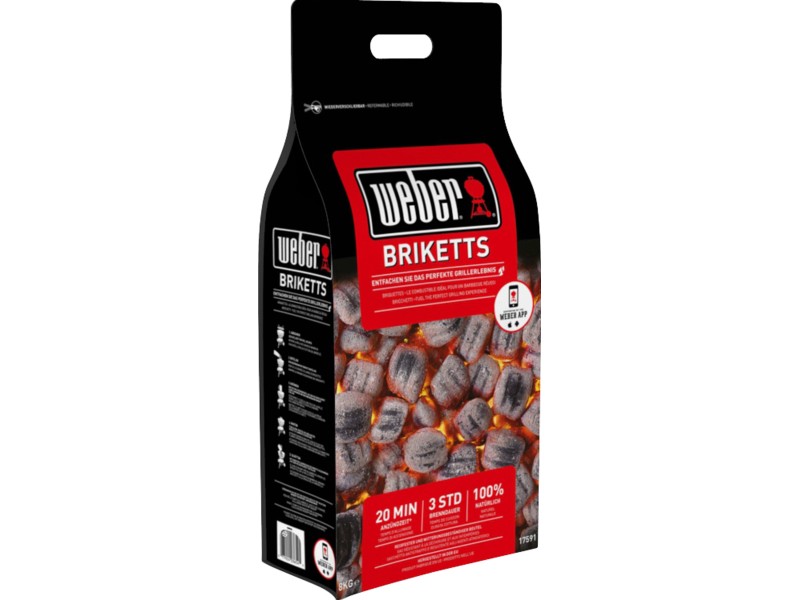 Weber Grillbrikett 8 kg im Sack: Holzkohlebriketts für Holzkohlegrills.