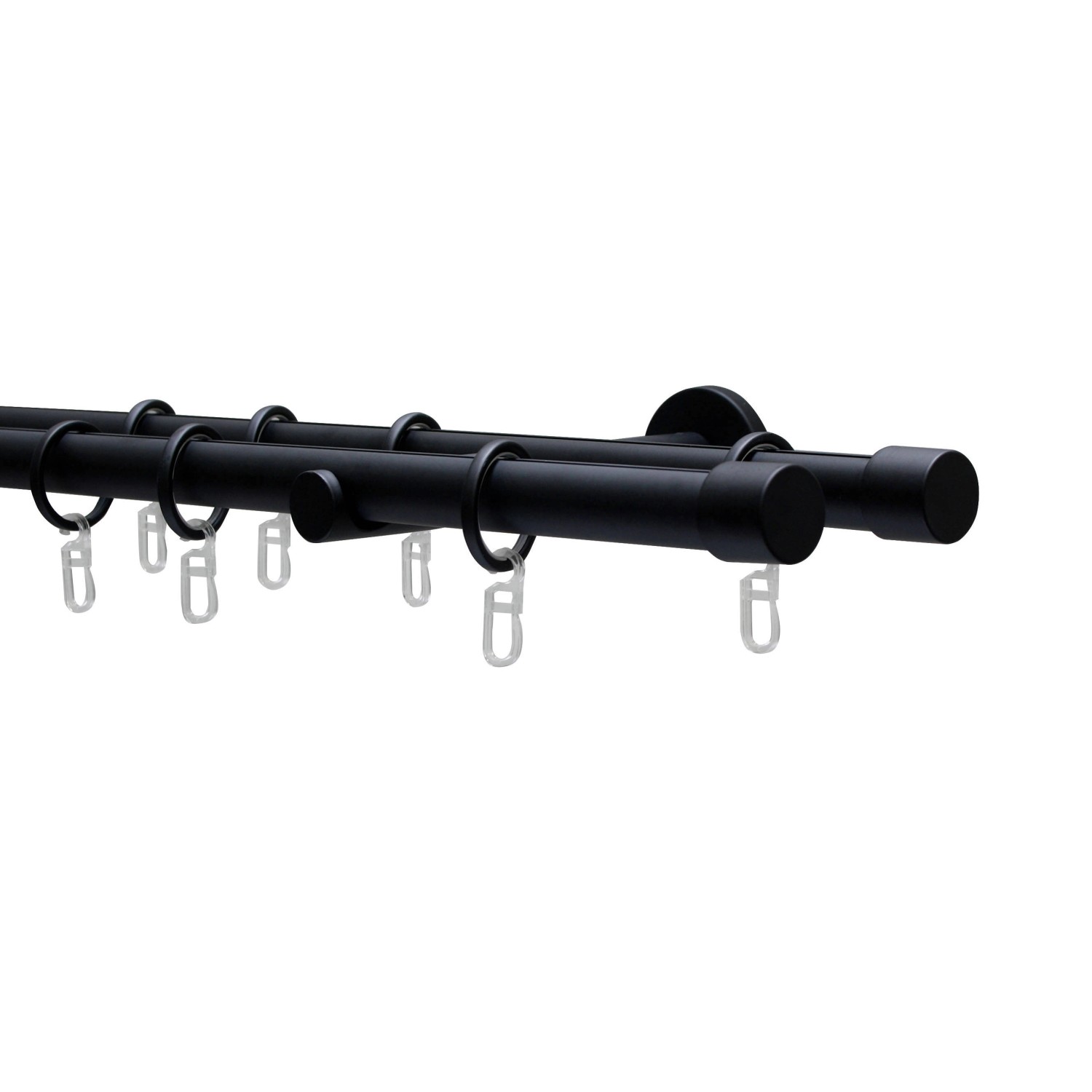 Schwarze Schöner Wohnen Gardinenstange Leon mit Innenlauf, 240 cm lang.