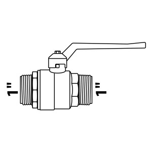 Nickel Kirchhoff Kugelhahn 33,3 mm (1 AG) x 1 AG für Sanitär- und Heizungsinstallationen.