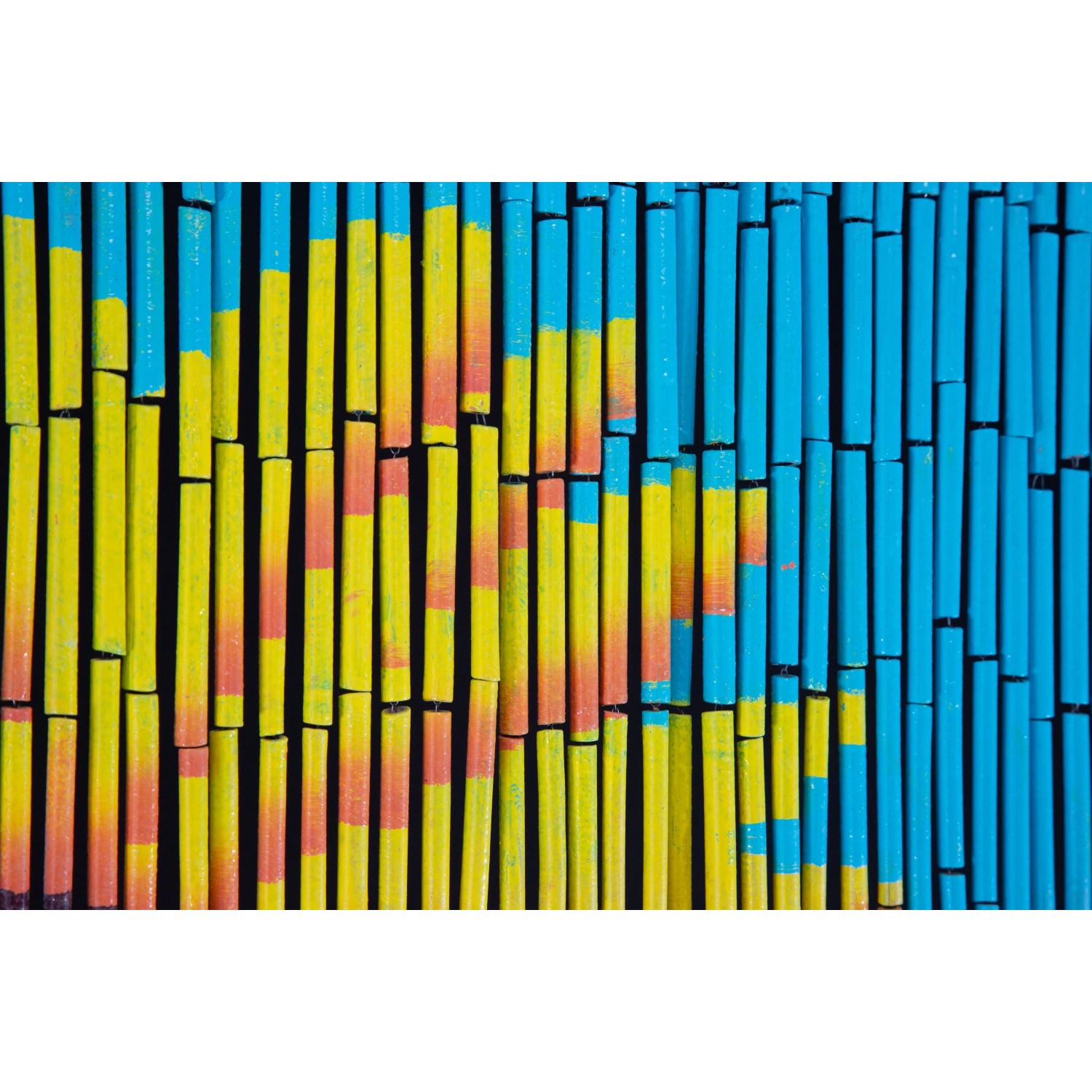 Conacord Türvorhang Flowers, 90x200 cm, Bambus, mit gelben und blauen Blumen