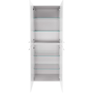 Offener Fackelmann Doppel-Hochschrank Verona, 60 cm, Weiß Glanz mit Glasböden.