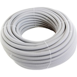 Hellgraues Isolierrohr, 20 mm x 50 m, flexibel für Elektroinstallation.