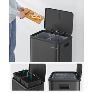 Songmics Mülleimer Punkool 2 Fächer x 15 l Schwarz