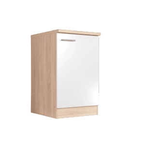 Respekta Spülenunterschrank Merle, 50 cm, Weiß, mit Arbeitsplatte und Metallgriff.