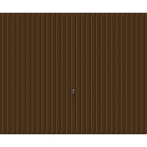 Hörmann Schwingtor Berry, Terrabraun, 250x212,5 cm. Garagentor mit senkrechter Sicke und Drehfall-Verriegelung.