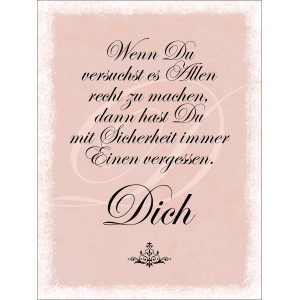 Dekopanel mit Spruch „Wenn Du…Dich“ in Rosa, 40x30 cm. Wandbild für Wohnraum.