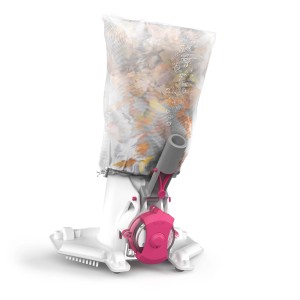 BWT Poolreiniger BC 40, weiß-pink, mit vollem Filterbeutel. Poolsauger für sauberes Wasser.