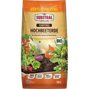 Substral Naturen Hochbeeterde, torffrei, 50L Sack für Kräuter, Gemüse und Obst im Hochbeet.