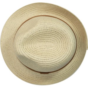 Strohhut Männer Beige Band Braun Gr. 59