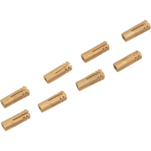 Acht Messingspreizdübel M5x20 mm für 6 mm Bohrloch, geeignet für Beton und Stein.