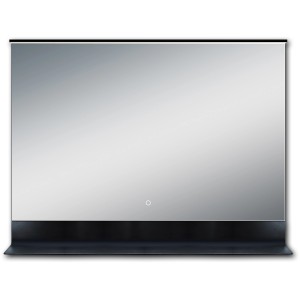 DSK Design LED-Lichtspiegel Black Shelf, 80x60 cm. Badspiegel mit schwarzer Ablage und LED-Beleuchtung.