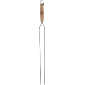 Esschert Doppel-Grillspieß mit Holzgriff, ideal zum sicheren Grillen von Fleisch und Gemüse.