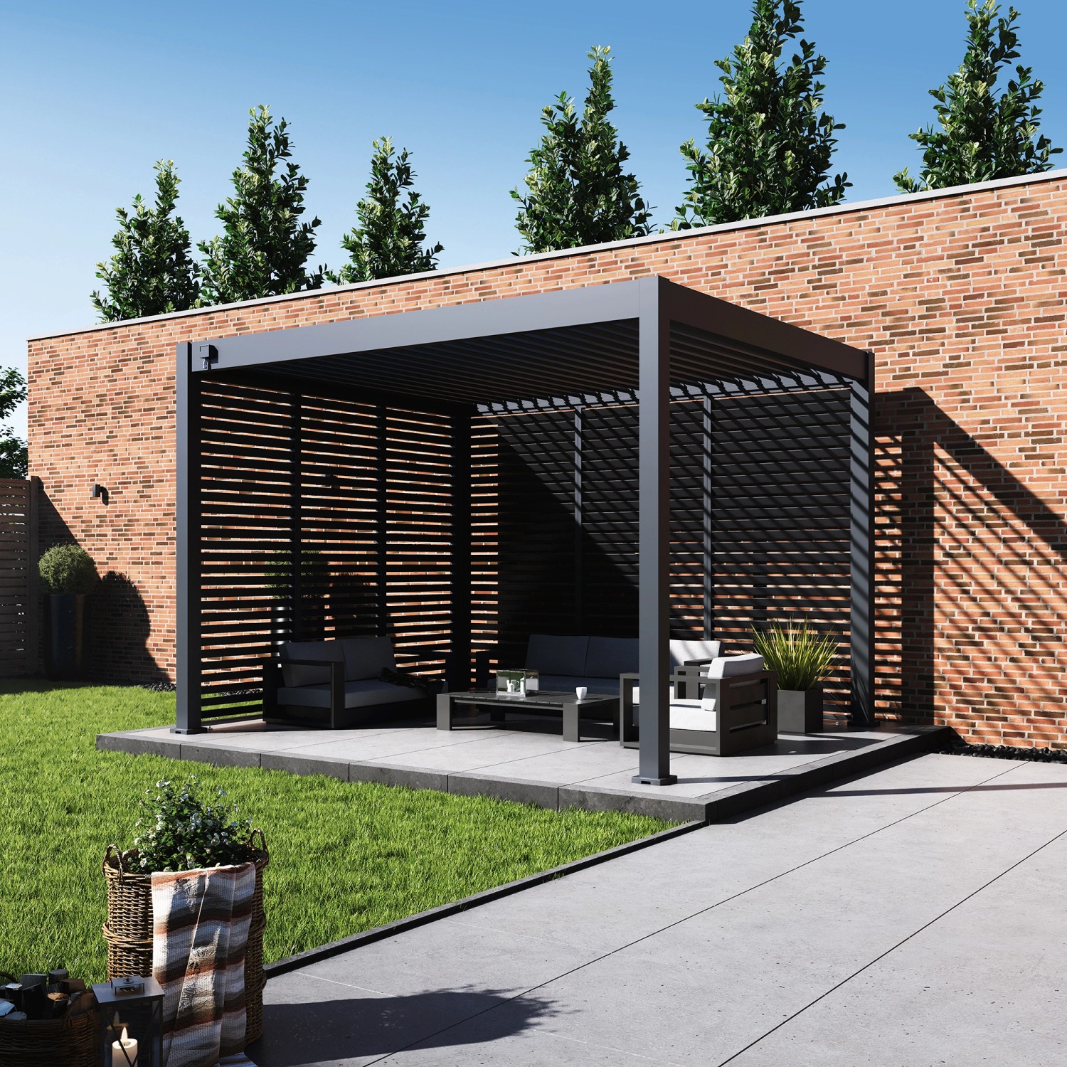Paragon Outdoor Lamellen-Sichtschutz für Pergola Grand Tuscan 12 Grau 114x234 cm_9