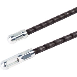 Schwarze Metall-Einziehspirale, 10 m lang, mit Stahl-Endstücken zum Durchziehen von Kabeln.