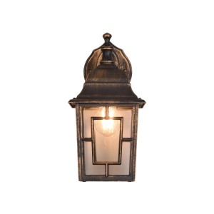 Rostfarbene Trio LED-Außenwandleuchte Volturno mit antikem Design, 15x30x19,5 cm.