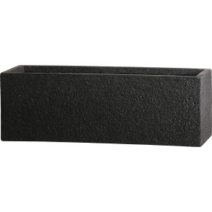 Anthrazitfarbener Pflanzkasten (79x29x29,5 cm) aus Fibreclay für den Innen- und Außenbereich.
